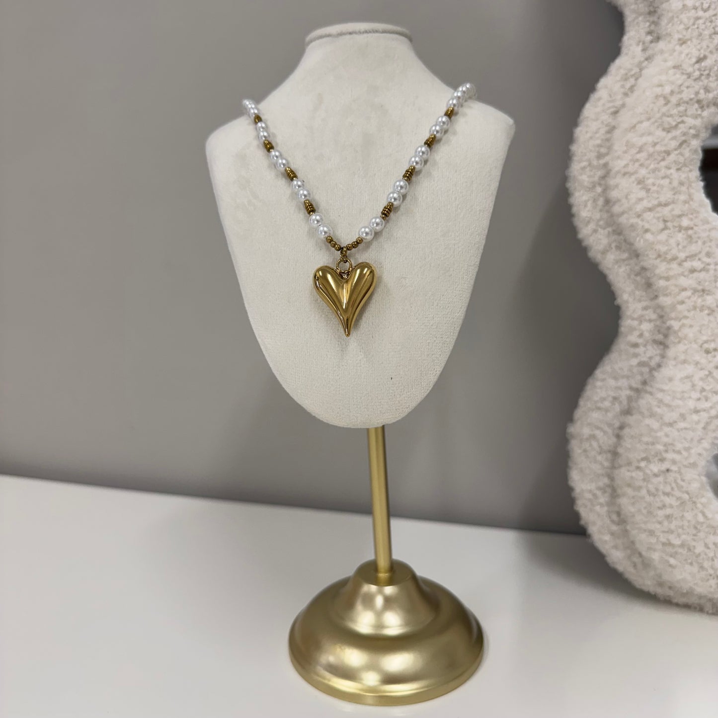 Pearl heart Ketting K023