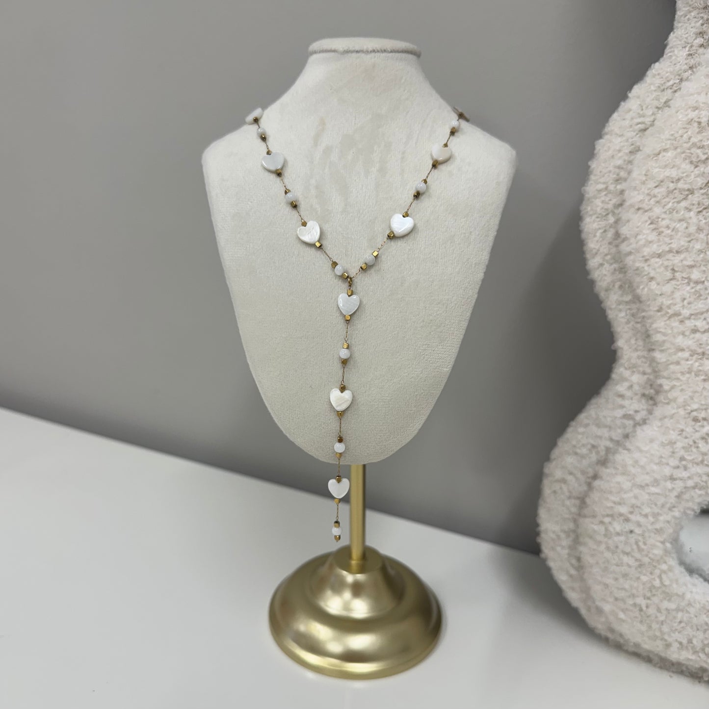 White heart Y Ketting K034