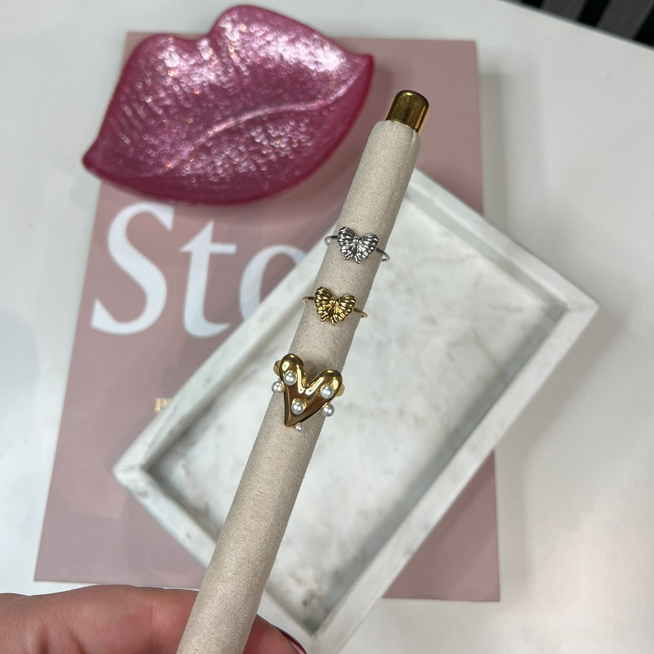 Pearl heart Ring R025