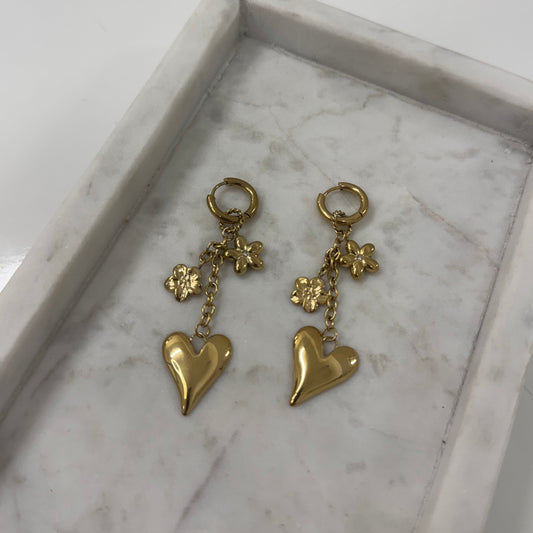 Heart charm Oorbellen o014