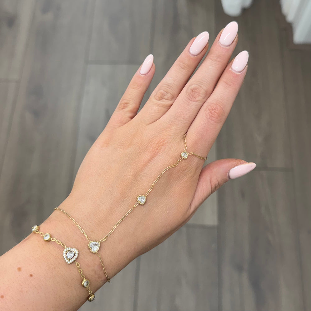 Diamond heart hand chain A038
