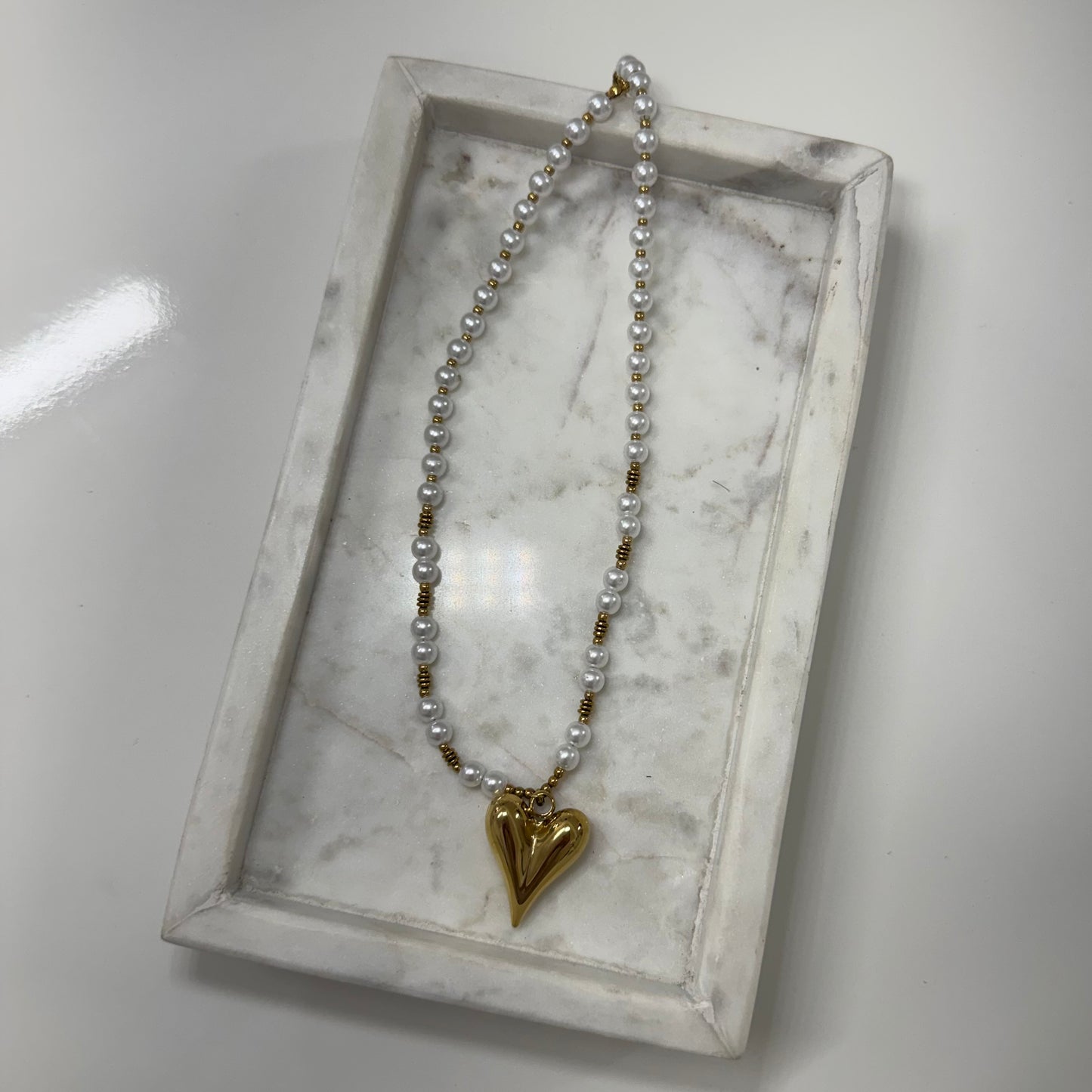 Pearl heart Ketting K023