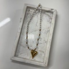 Pearl heart Ketting K023