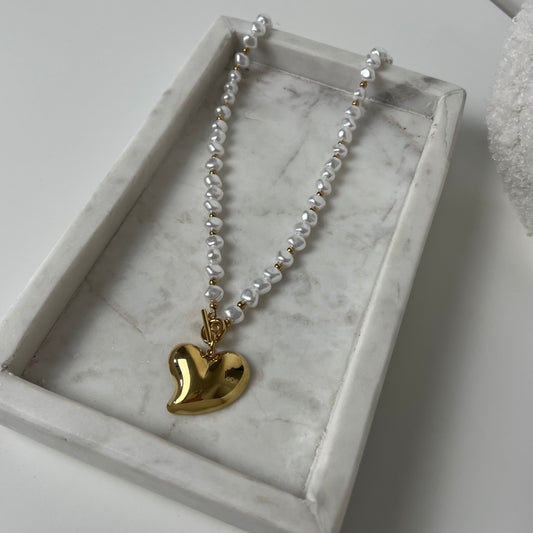Golden heart pearl ketting K001
