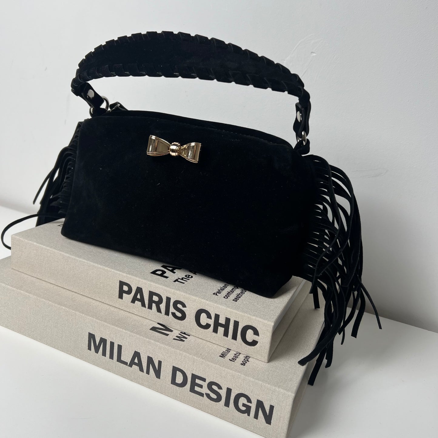 private label bag suède fringe Black