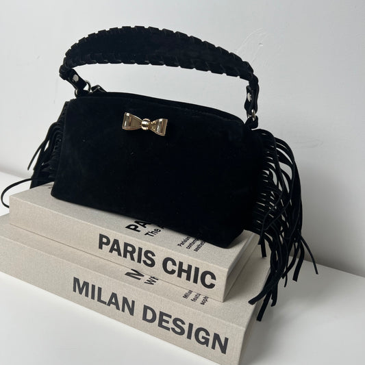 private label bag suède fringe Black