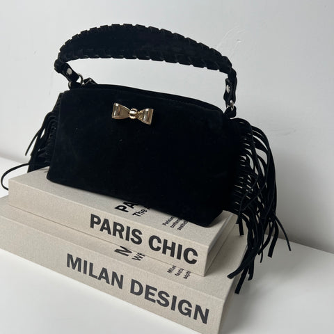 private label bag suède fringe Black