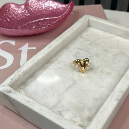 Pearl heart Ring R025