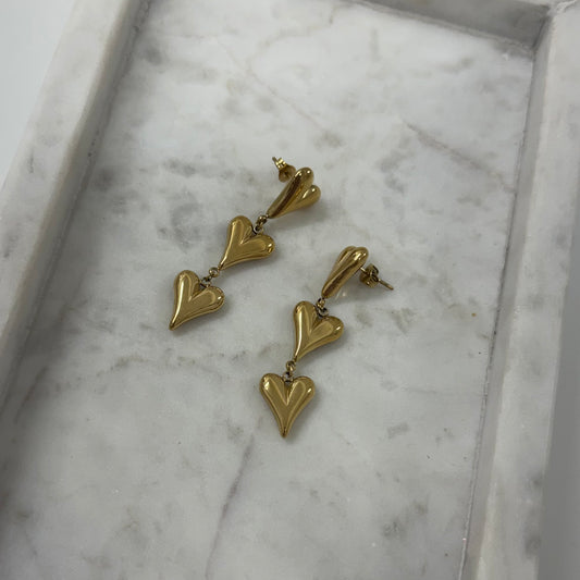 Triple heart oorbellen O018