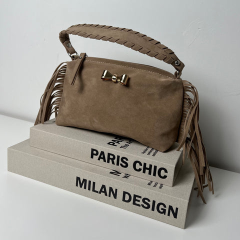 private label bag suède fringe Beige