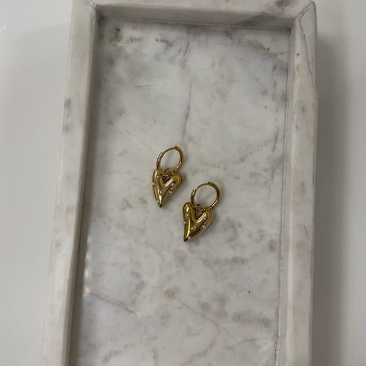 Mini pearl heart Oorbellen O010