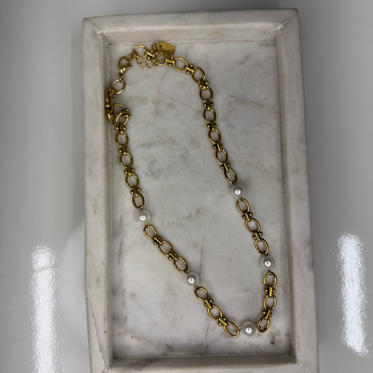 Golden Pearl Chain Ketting K031
