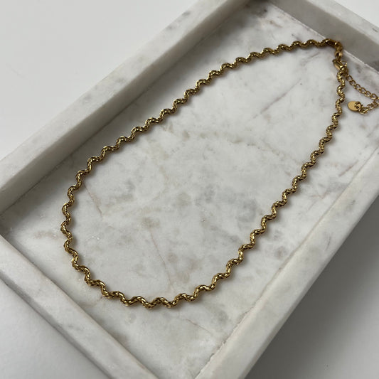 Wave gold ketting K006