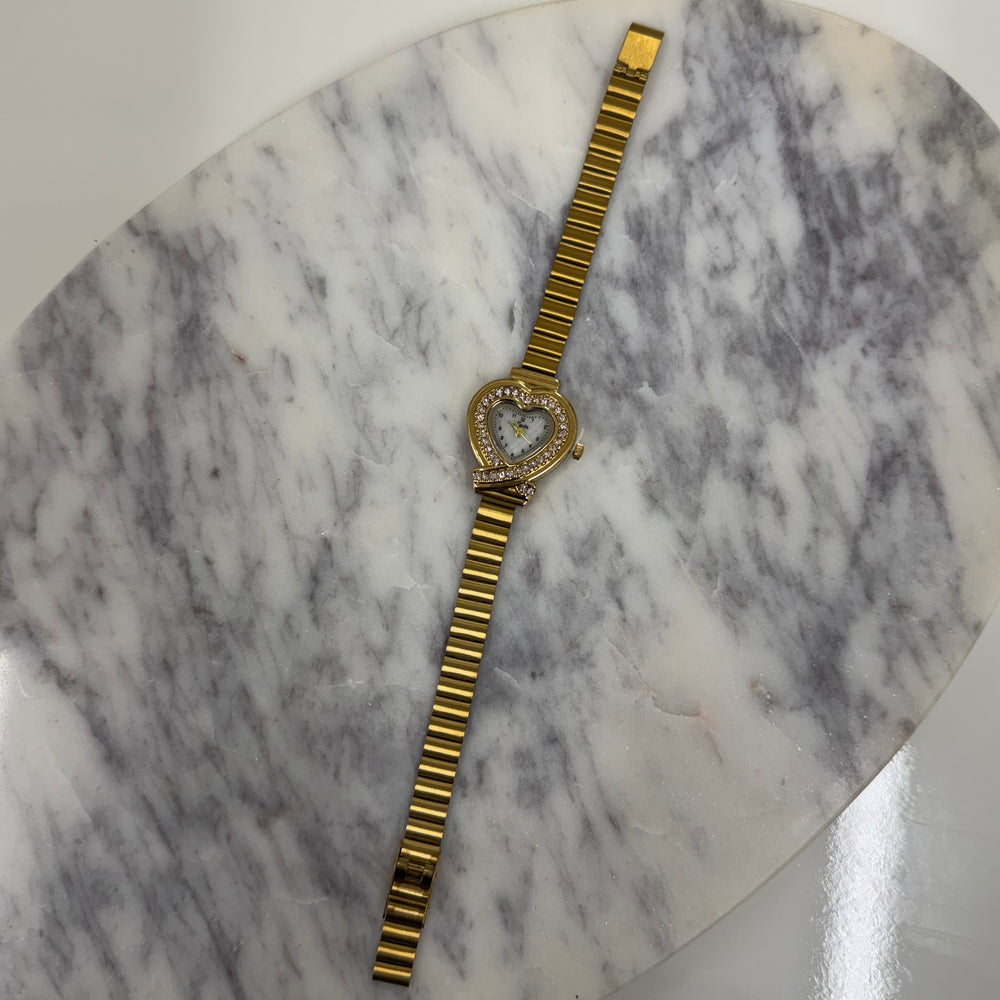 Gold heart watch