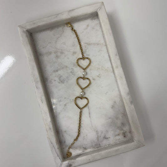 Open heart pearl Armband A017