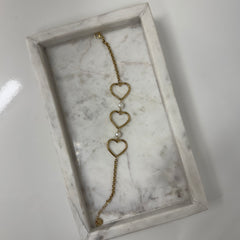 Open heart pearl Armband A017