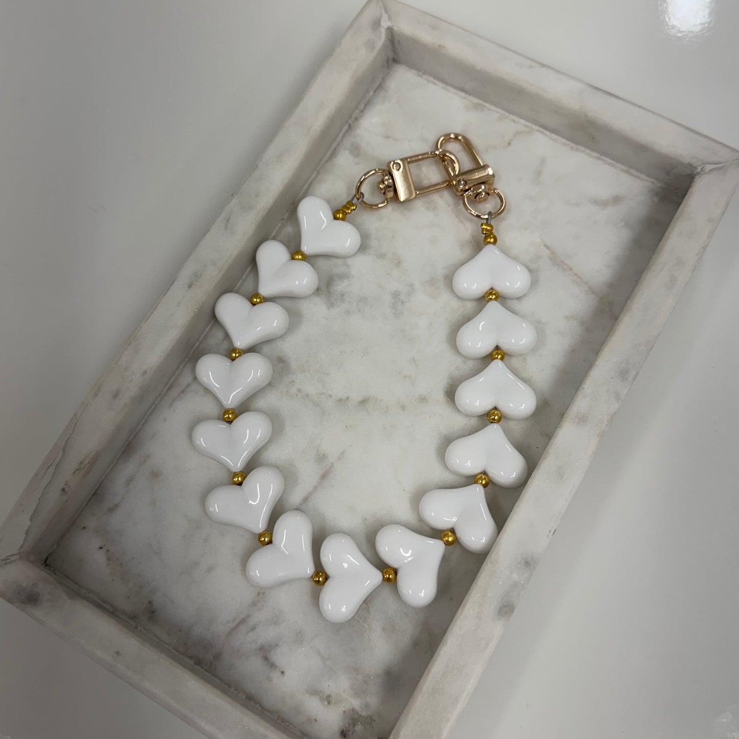 White heart Phone koord H031